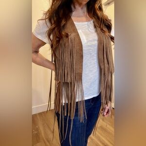 Fringed Vest Brown Suede